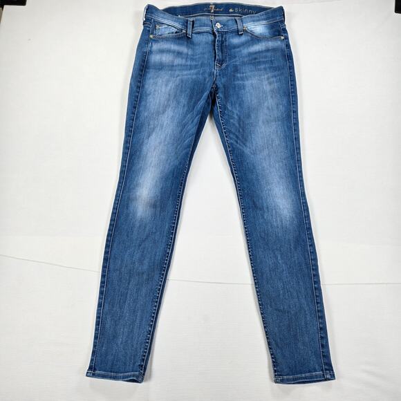 Seven‎ 7 For All Mankind The Skinny Mid Rise Stretch Jeans Women's Size 32 - Picture 1 of 9